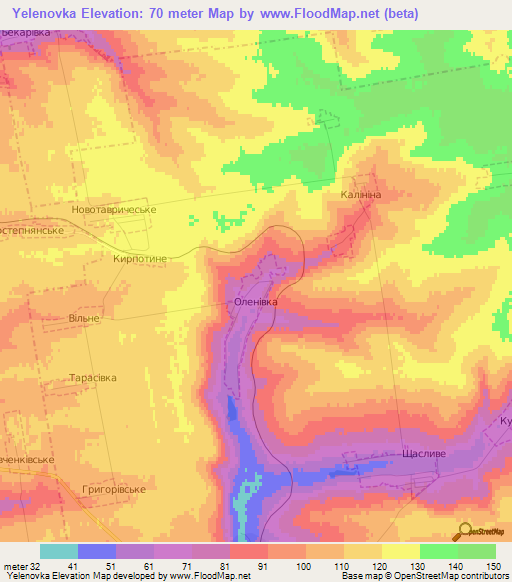 Yelenovka,Ukraine Elevation Map