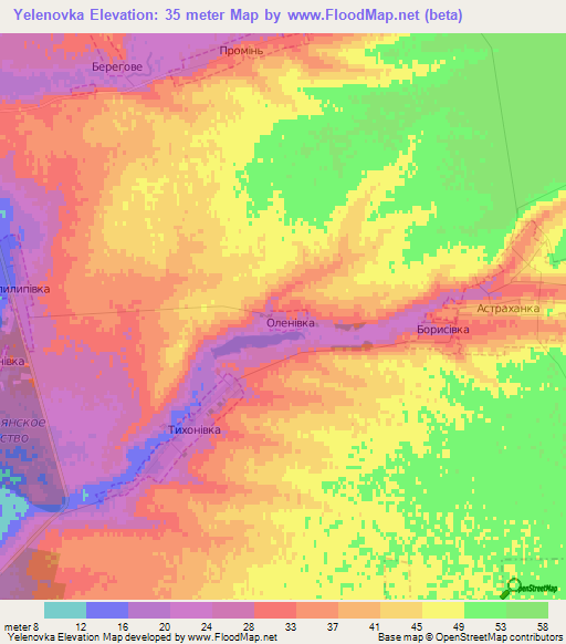 Yelenovka,Ukraine Elevation Map