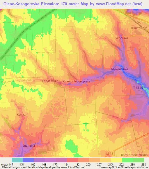 Oleno-Kosogorovka,Ukraine Elevation Map