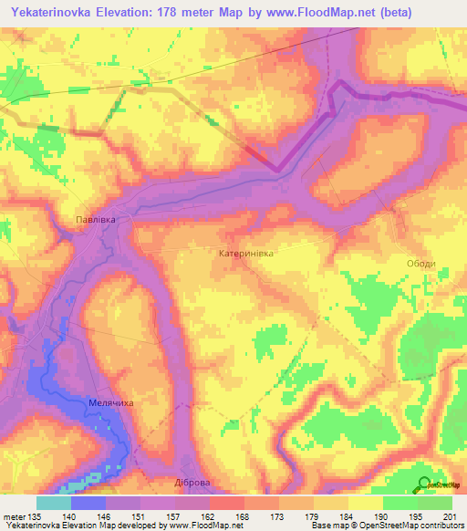 Yekaterinovka,Ukraine Elevation Map