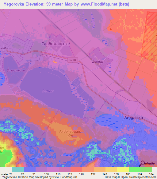 Yegorovka,Ukraine Elevation Map