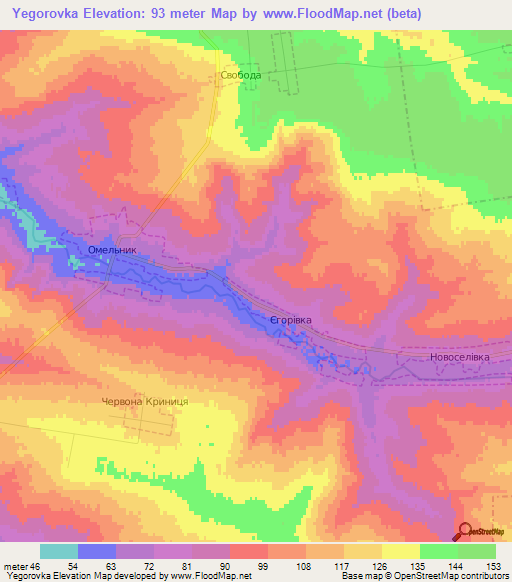 Yegorovka,Ukraine Elevation Map