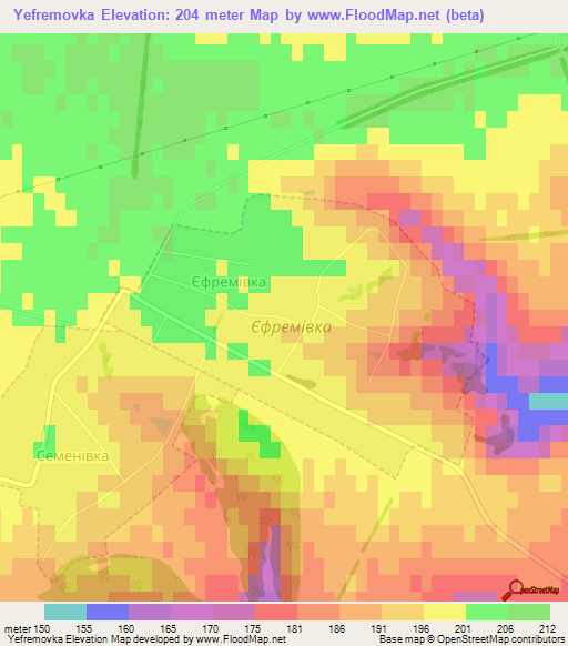 Yefremovka,Ukraine Elevation Map