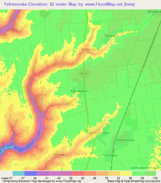 Yefremovka,Ukraine Elevation Map