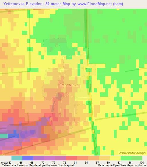 Yefremovka,Ukraine Elevation Map