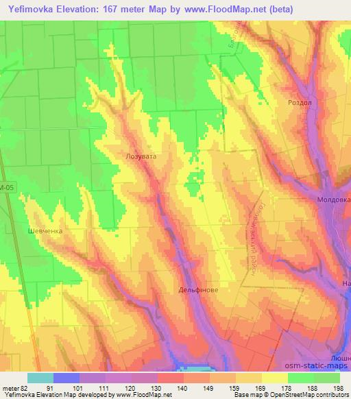 Yefimovka,Ukraine Elevation Map