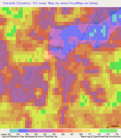 Yazvinki,Ukraine Elevation Map