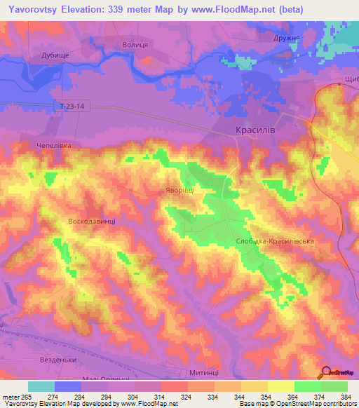 Yavorovtsy,Ukraine Elevation Map