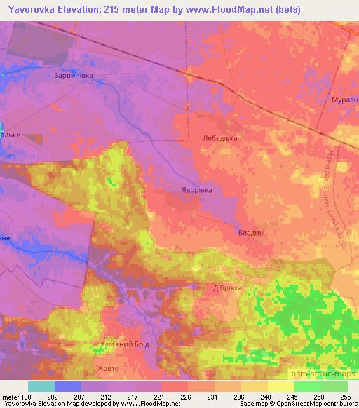 Yavorovka,Ukraine Elevation Map