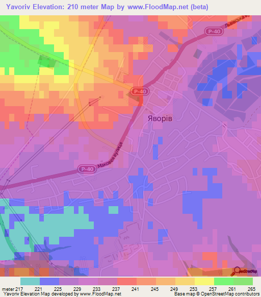 Yavoriv,Ukraine Elevation Map