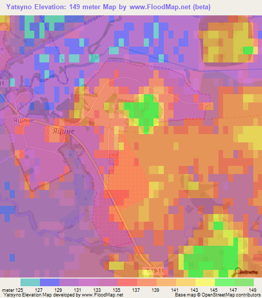 Yatsyno,Ukraine Elevation Map