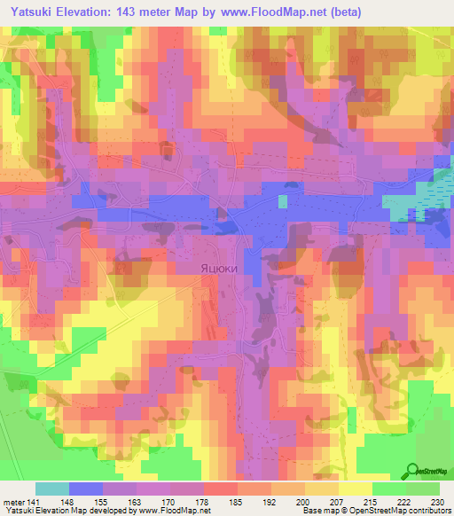 Yatsuki,Ukraine Elevation Map