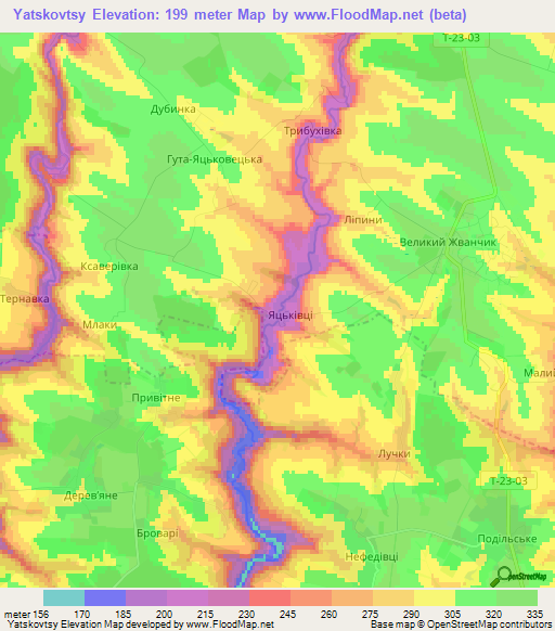 Yatskovtsy,Ukraine Elevation Map