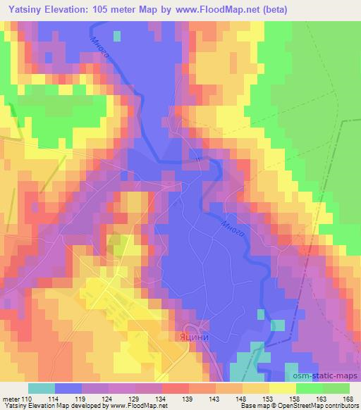 Yatsiny,Ukraine Elevation Map