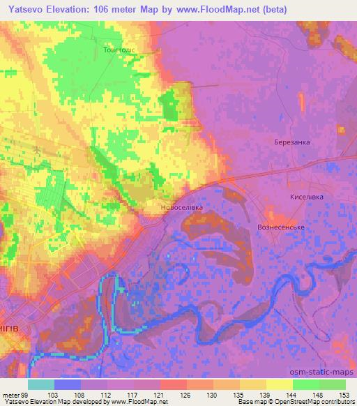 Yatsevo,Ukraine Elevation Map