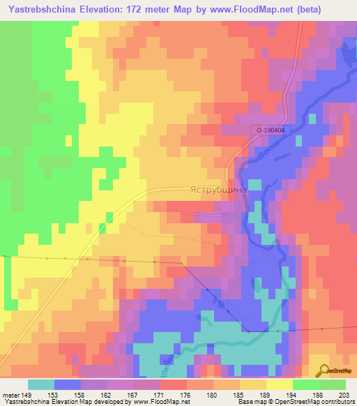 Yastrebshchina,Ukraine Elevation Map