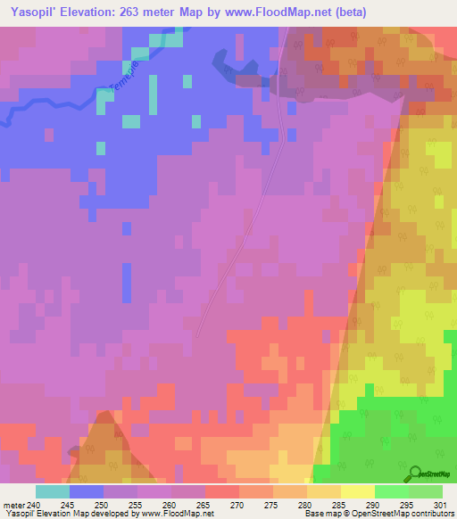 Yasopil',Ukraine Elevation Map