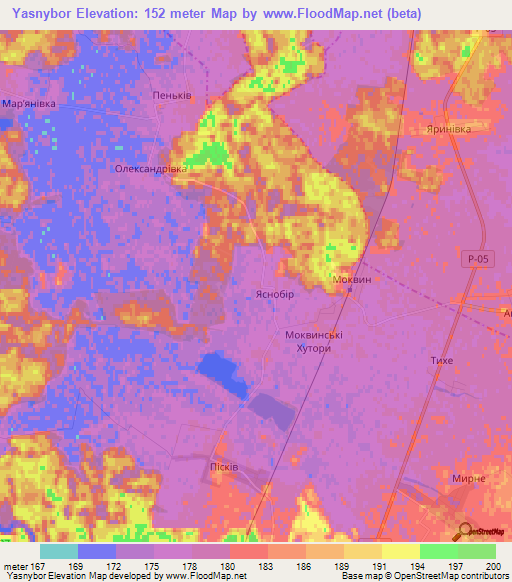 Yasnybor,Ukraine Elevation Map