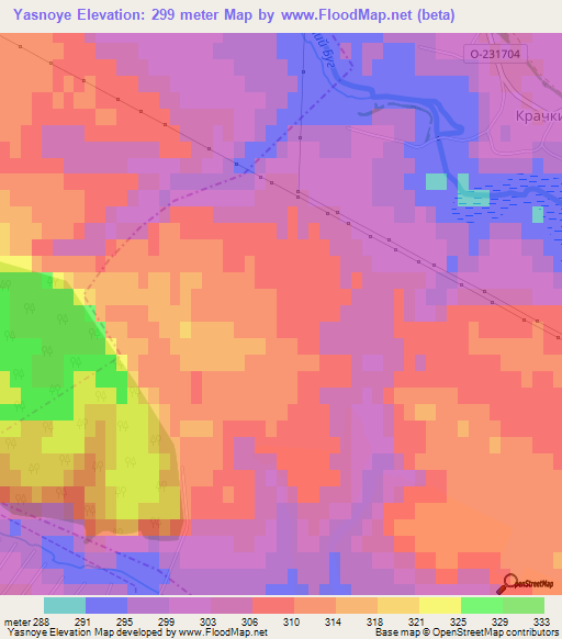 Yasnoye,Ukraine Elevation Map
