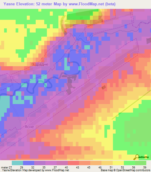 Yasne,Ukraine Elevation Map