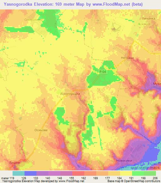 Yasnogorodka,Ukraine Elevation Map