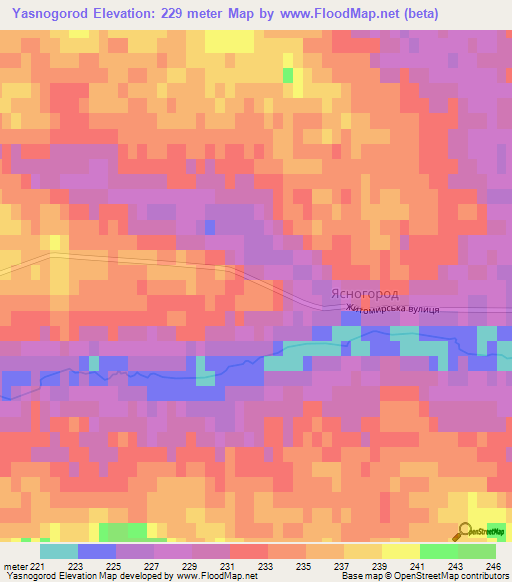 Yasnogorod,Ukraine Elevation Map