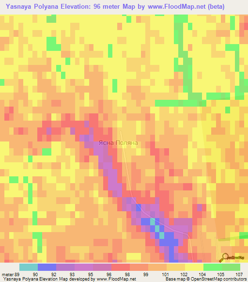 Yasnaya Polyana,Ukraine Elevation Map