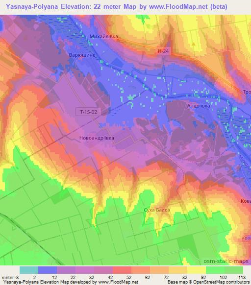 Yasnaya-Polyana,Ukraine Elevation Map