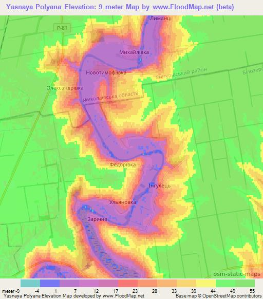 Yasnaya Polyana,Ukraine Elevation Map