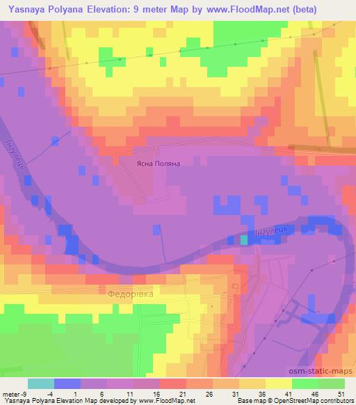 Yasnaya Polyana,Ukraine Elevation Map