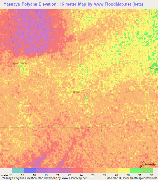 Yasnaya Polyana,Ukraine Elevation Map