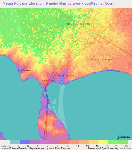 Yasna Polyana,Ukraine Elevation Map