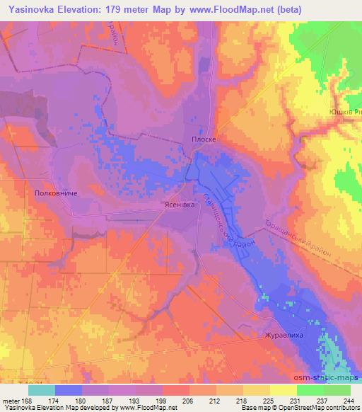 Yasinovka,Ukraine Elevation Map
