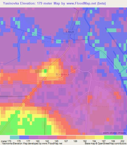 Yasinovka,Ukraine Elevation Map