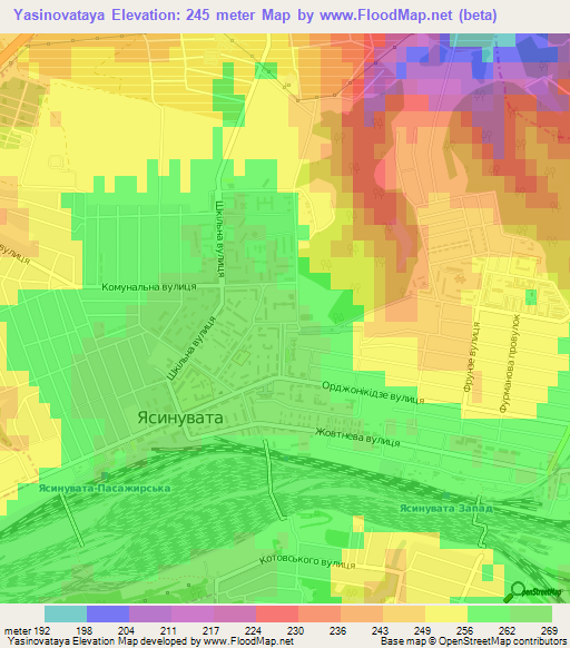 Yasinovataya,Ukraine Elevation Map