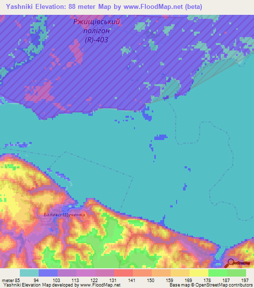 Yashniki,Ukraine Elevation Map