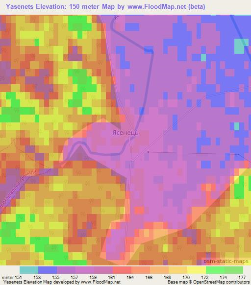 Yasenets,Ukraine Elevation Map