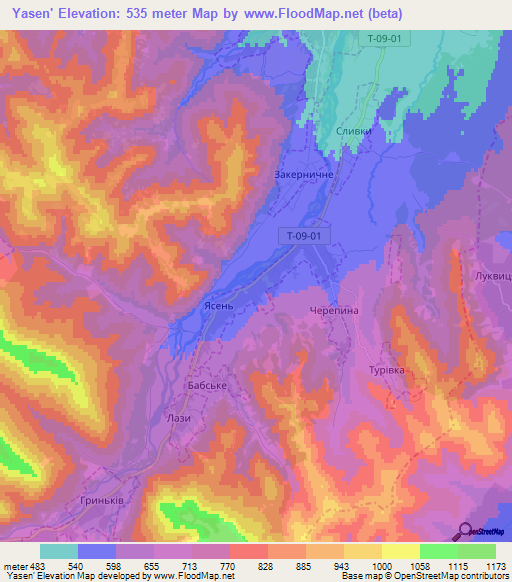 Yasen',Ukraine Elevation Map