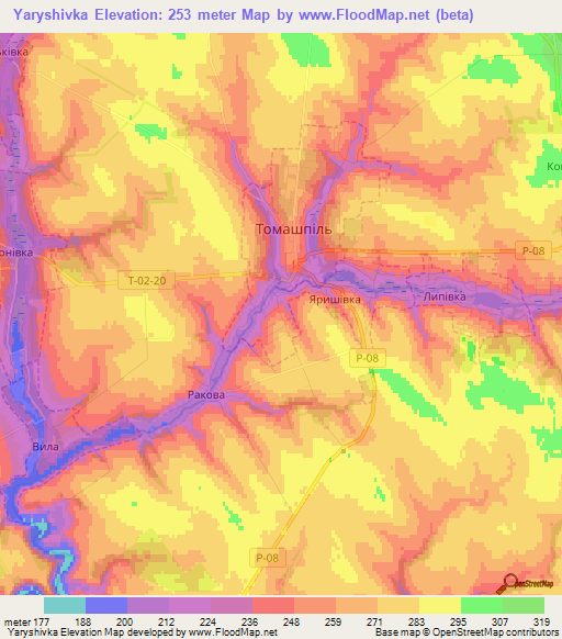 Yaryshivka,Ukraine Elevation Map
