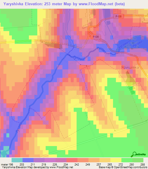 Yaryshivka,Ukraine Elevation Map