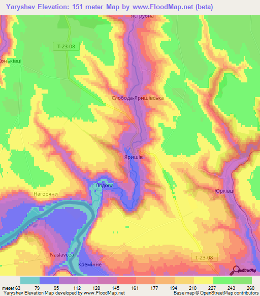 Yaryshev,Ukraine Elevation Map