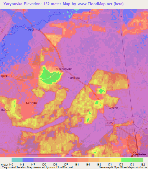 Yarynuvka,Ukraine Elevation Map