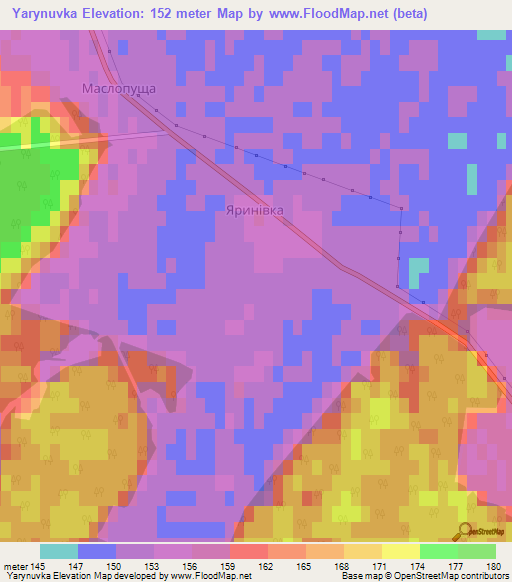 Yarynuvka,Ukraine Elevation Map