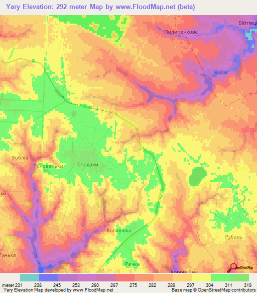Yary,Ukraine Elevation Map