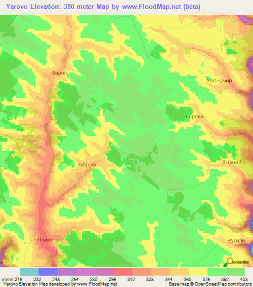 Yarovo,Ukraine Elevation Map