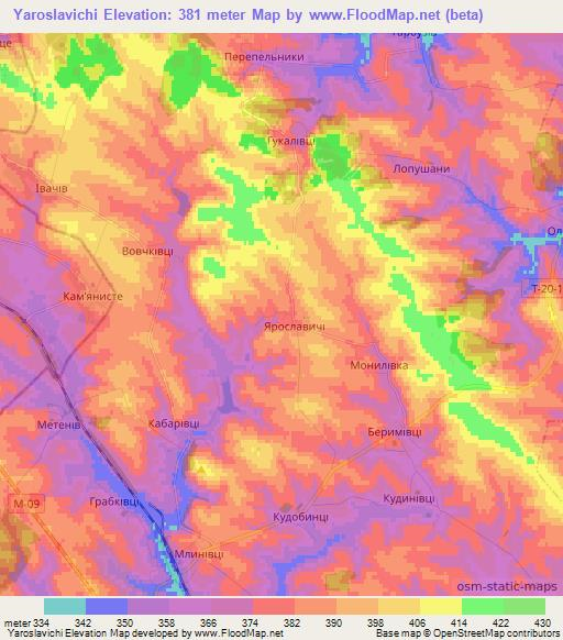 Yaroslavichi,Ukraine Elevation Map