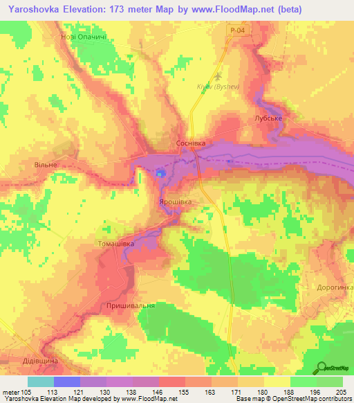 Yaroshovka,Ukraine Elevation Map