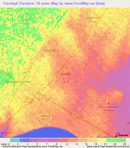 Yaroshyk,Ukraine Elevation Map