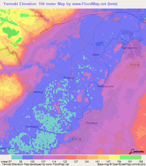 Yarmaki,Ukraine Elevation Map