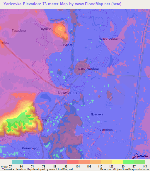 Yarizovka,Ukraine Elevation Map